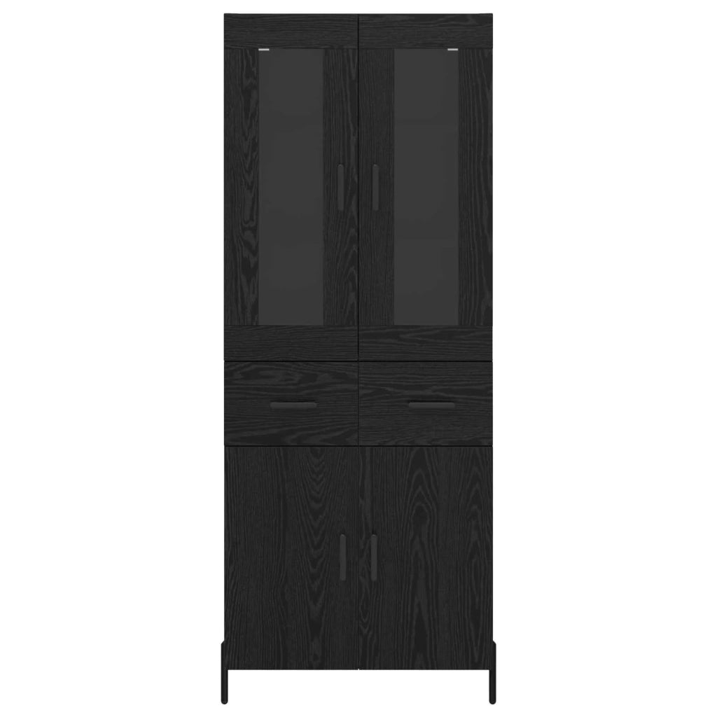 Credenza | Madia | Buffet da pranzo | Armadio da pranzo Rovere Nero 69,5 x 34 x 180 cm Legno multistrato