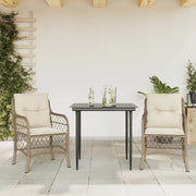 Set da BistrÃ² 3 pz con Cuscini Beige in Polyrattancod mxl 111197