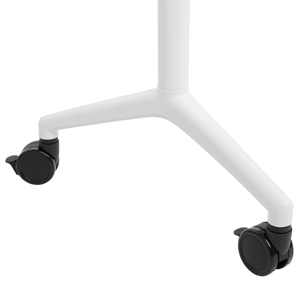 Scrivania rettangolare pieghevole con rotelle portatile con struttura in metallo bianco 120 x 60 cm stile moderno