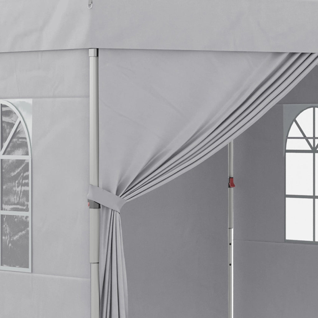 Gazebo da Giardino 297x297x284 cm con Altezza Regolabile su 3 Livelli e Finestre Grigio Chiaro