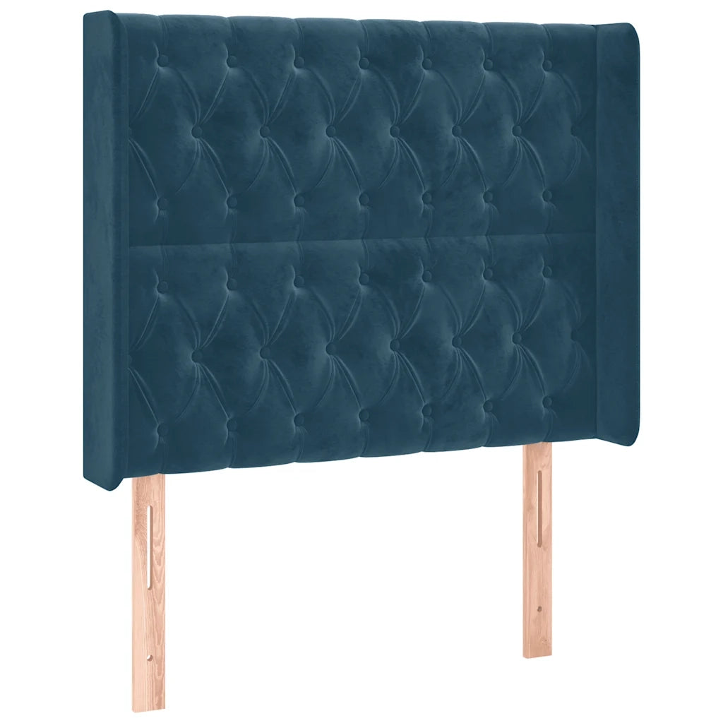 Letto a Molle con Materasso e LED Blu Scuro 90x200cm in Velluto 3139725