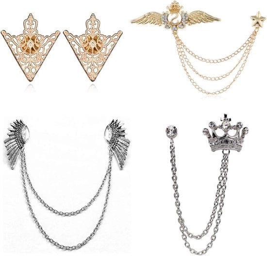 Set di 4 Clip Trui con Zirconia - Set di Clip Metallici per Magliette e Maglioni - Accessori da Broche - Giacca Argentata - Scatola Regalo - Pailletti Metallici