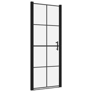 Porta per Doccia in Vetro Temperato 91x195 cm Nera CFW2843146