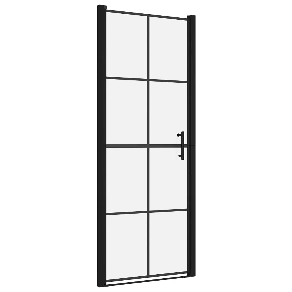 Porta per Doccia in Vetro Temperato 91x195 cm Nera CFW2843146