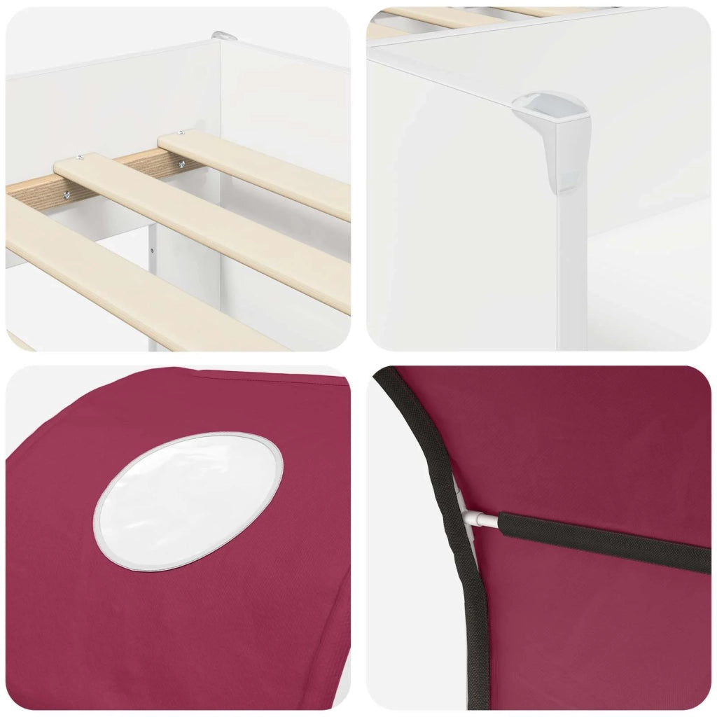 Letto con Tunnel 4 pcs Bianco e Rosso Legno ingegnerizzato