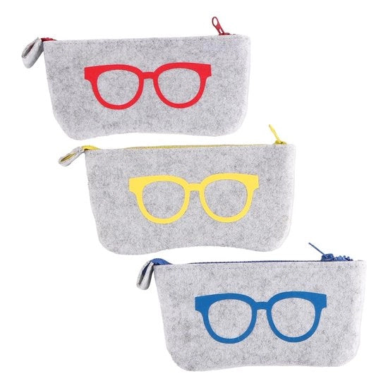 Set da 3 pezzi di custodia per occhiali portatile - anti-schegge - velluto - rosso/giallo/blu - 18x9x0.2CM - custodia per occhiali