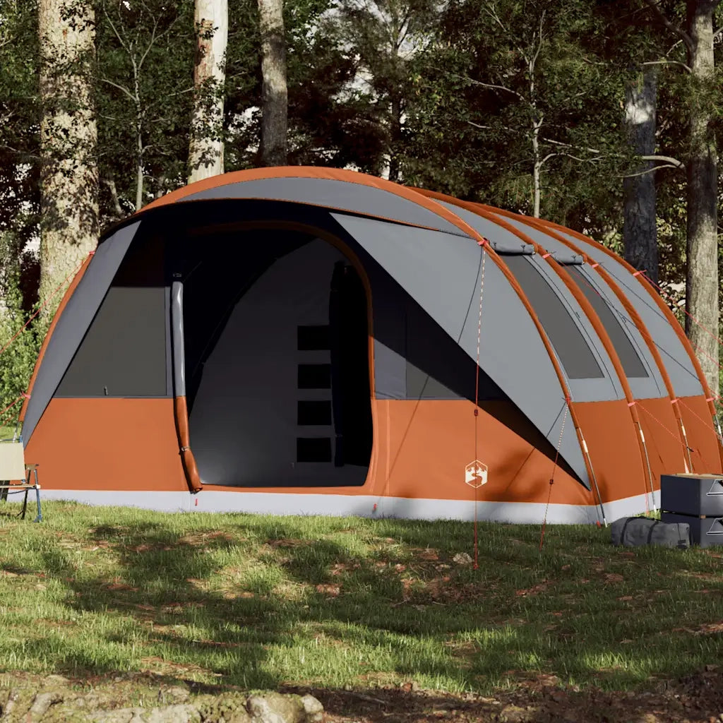 Tenda Familiare a Tunnel 7Persone Grigia Arancione Impermeabile 94627