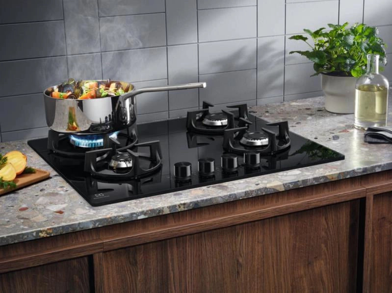 Electrolux EGG64272K piano cottura Nero Da incasso 60 cm Piano cottura a gas su vetro 4 Fornello(i)