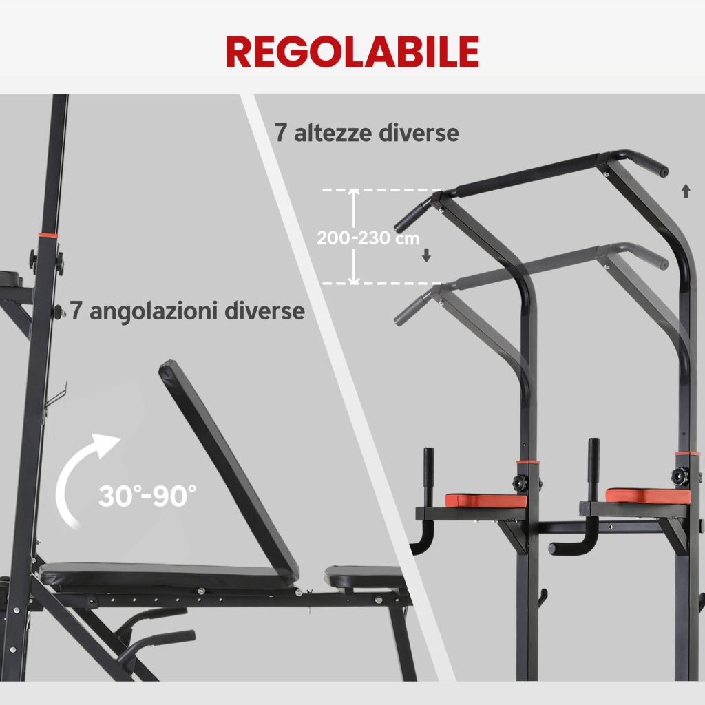 Stazione Fitness Multifunzione Pieghevole ¨C Zephmum ¨C Acciaio, Regolabile, Portata 150kg