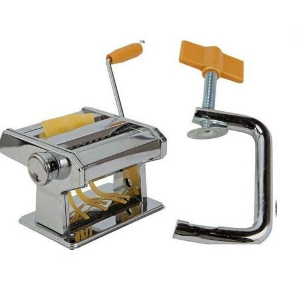 Trade Shop - Macchina Per Pasta Da Cucina In Acciaio Cromato Manuale Fettuccine Tagliolini -