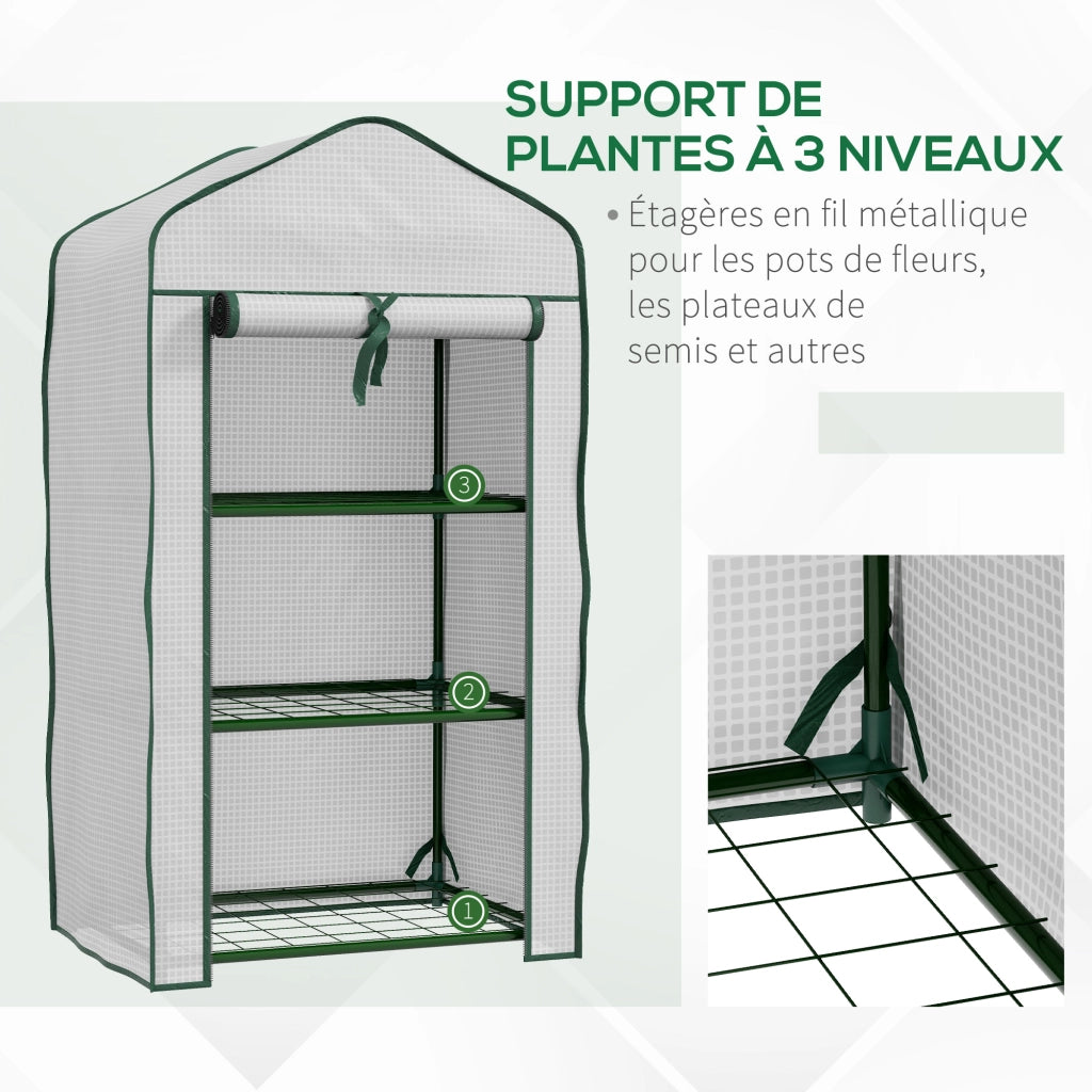 Serra da Giardino 3 Ripiani ¨C Xylo ¨C 59x39x127 cm Metallo Verde PE Bianco