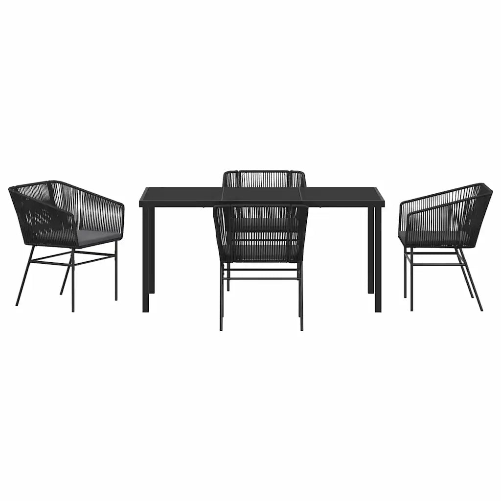 Set da Pranzo per Giardino con cuscino 5 pcs Nero 3380921