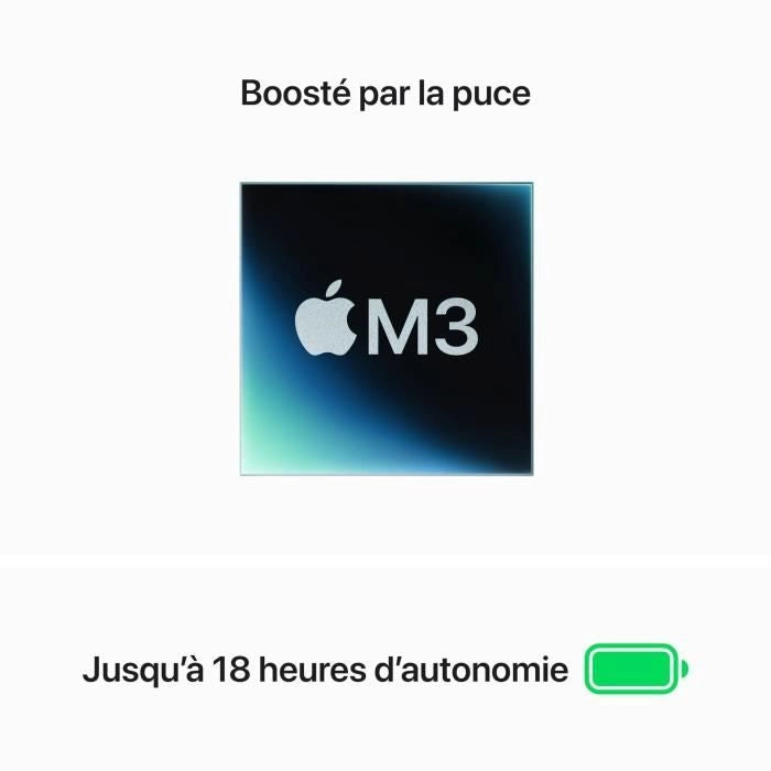 Apple - 15 MacBook Air M3 (2024) - 8 GB di RAM - 512 GB di spazio di archiviazione - Mezzanotte - AZERTY