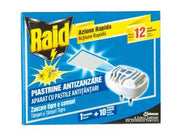 12pz raid antizanzare fornelletto + 10 piastrine - 1 diffusore + 10 piastrine cod:ferx.fer250870