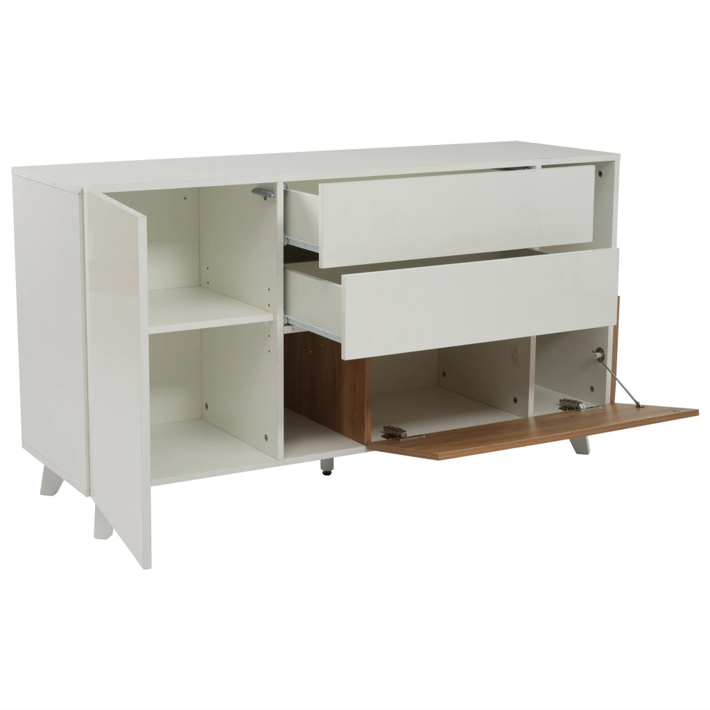 Credenza bianca lucida - Zephmum - Legno originale, ampio spazio di archiviazione, design moderno
