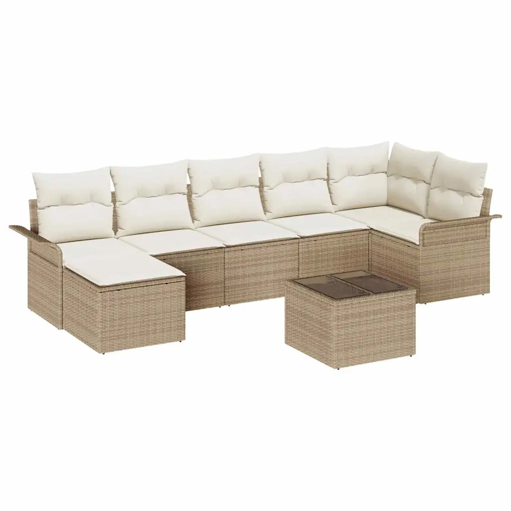 Set Divano da Giardino con cuscino 8 pcs Beige Poly Rattan 3345461