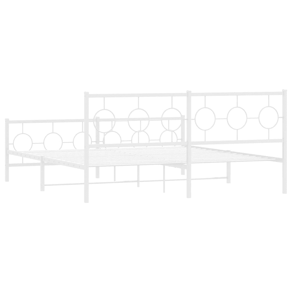 Giroletto con Testiera e Pediera Metallo Bianco 180x200 cm