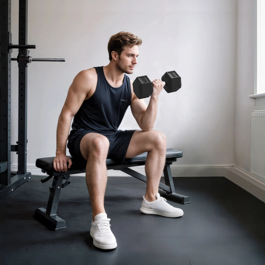 Manubrio Esagonale da 20kg in Acciaio e Gomma per Workout in Palestra, Casa e Ufficio, Nero