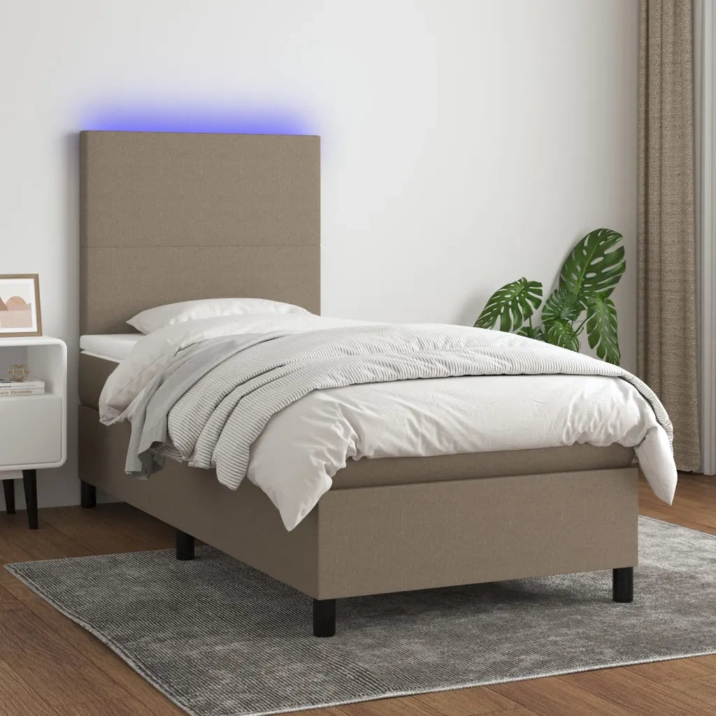 Letto a Molle con Materasso e LED Tortora 80x200 cm in Tessuto cod mxl 62168