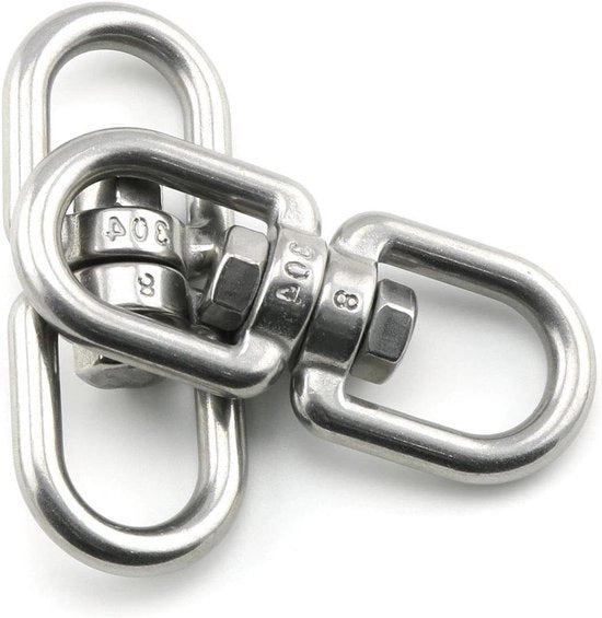 Raccordo a gomito in acciaio inossidabile a doppio occhio con occhio girevole - Set da 2 pezzi con numero di catalogo 304