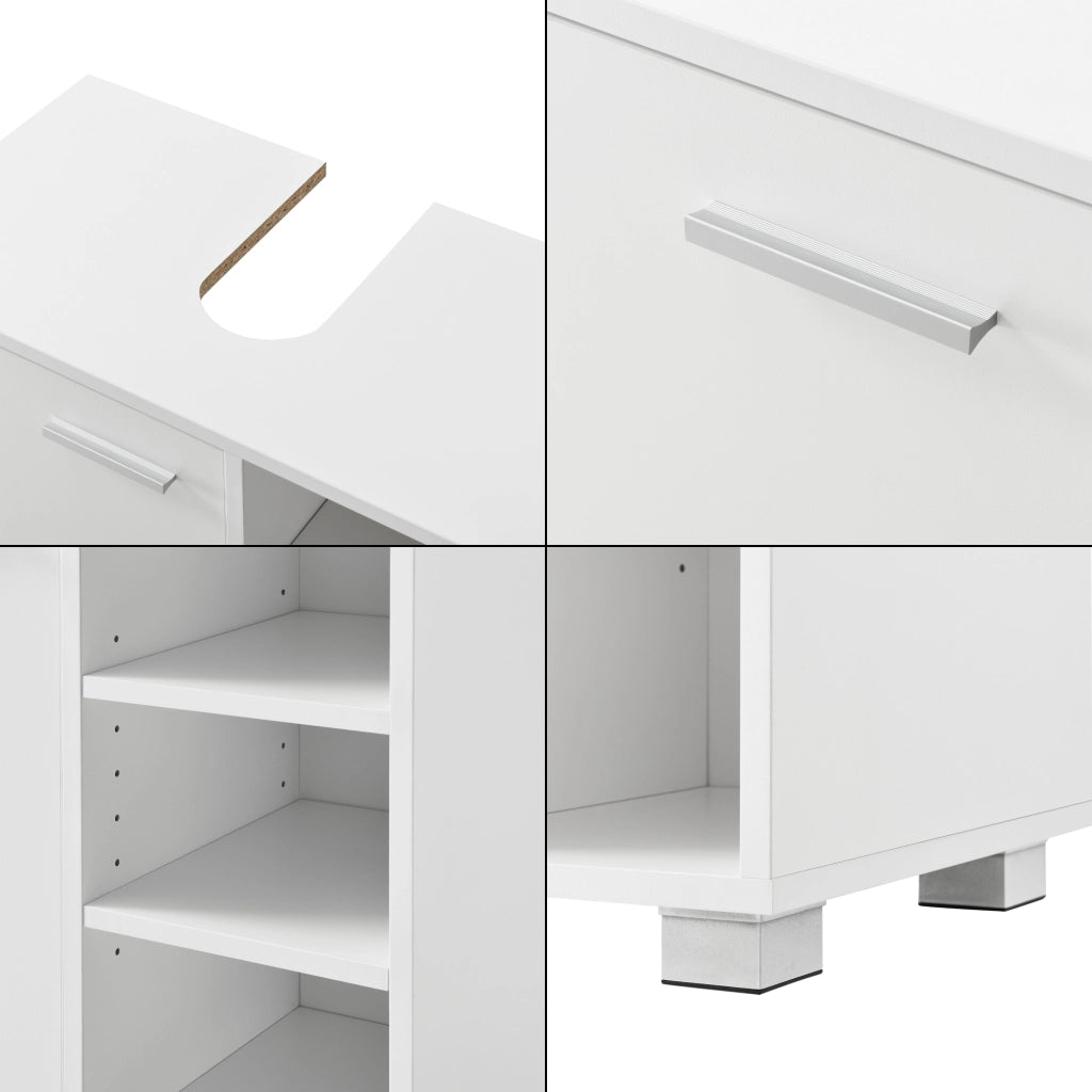 Mobile Sottolavabo Narvik con Anta e 3 Ripiani - Bianco [en.casa]