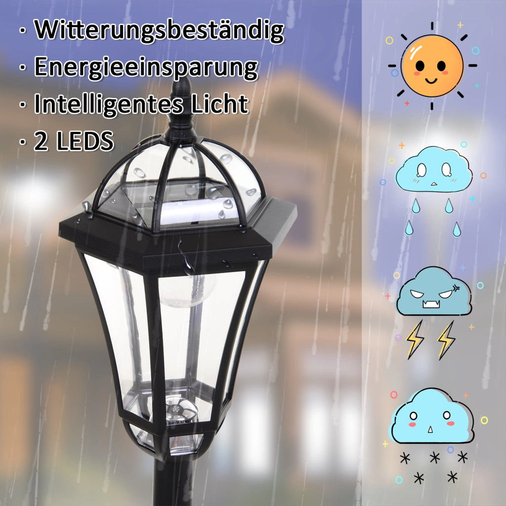LAMPADA SOLARE da giardino LED nera in ABS IP44 Set da 2 pezzi