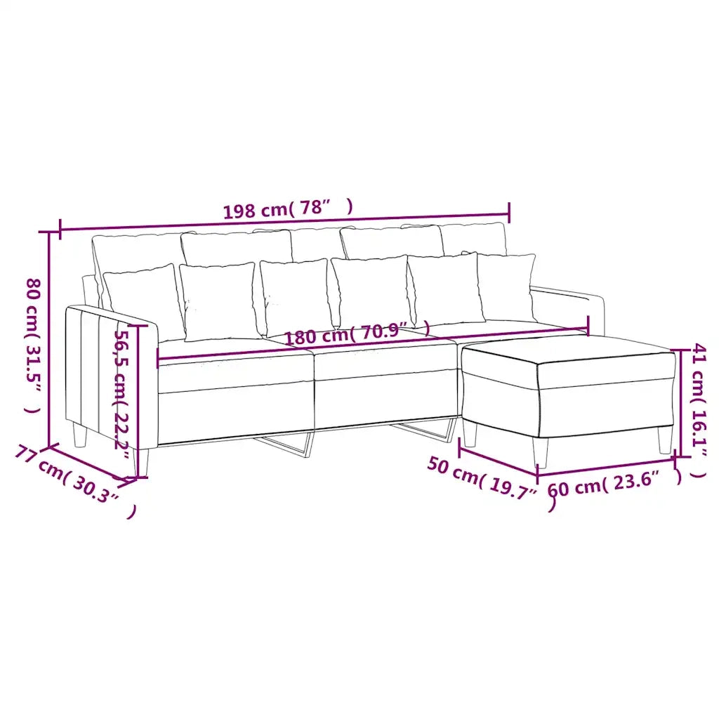Divano a 3 Posti con Poggiapiedi-Sofa 3 Posti con Poggiapiedi Giallo 180cm in Velluto 366985