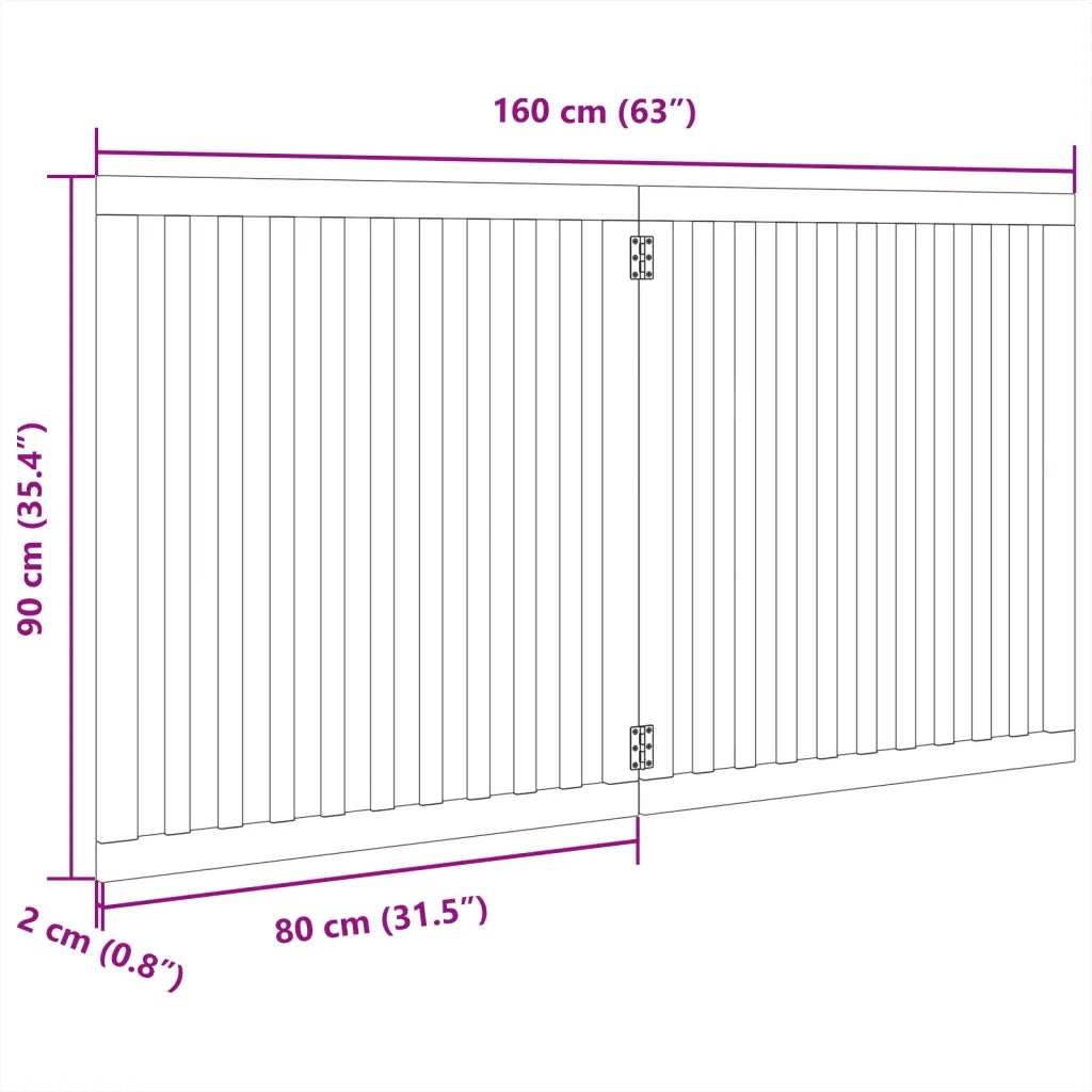 Cancello per Cani Pieghevole 2 Pannelli Bianco 160 cm Pioppo CFW5211042
