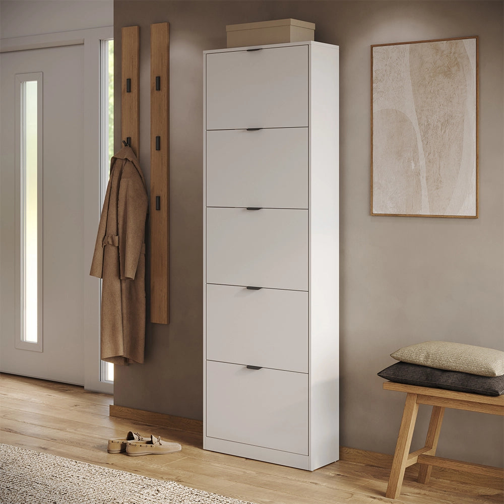 Scarpiera da ingresso Gizmo Bianco/Nero 59 x 181.1 cm con 5 scomparti Vicco