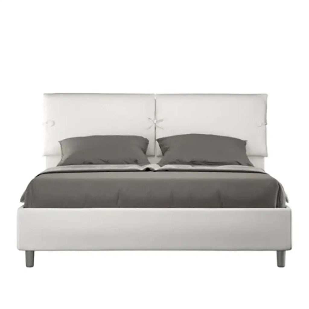 Letto matrimoniale senza rete imbottito 160x190 similpelle bianco Sleeper
