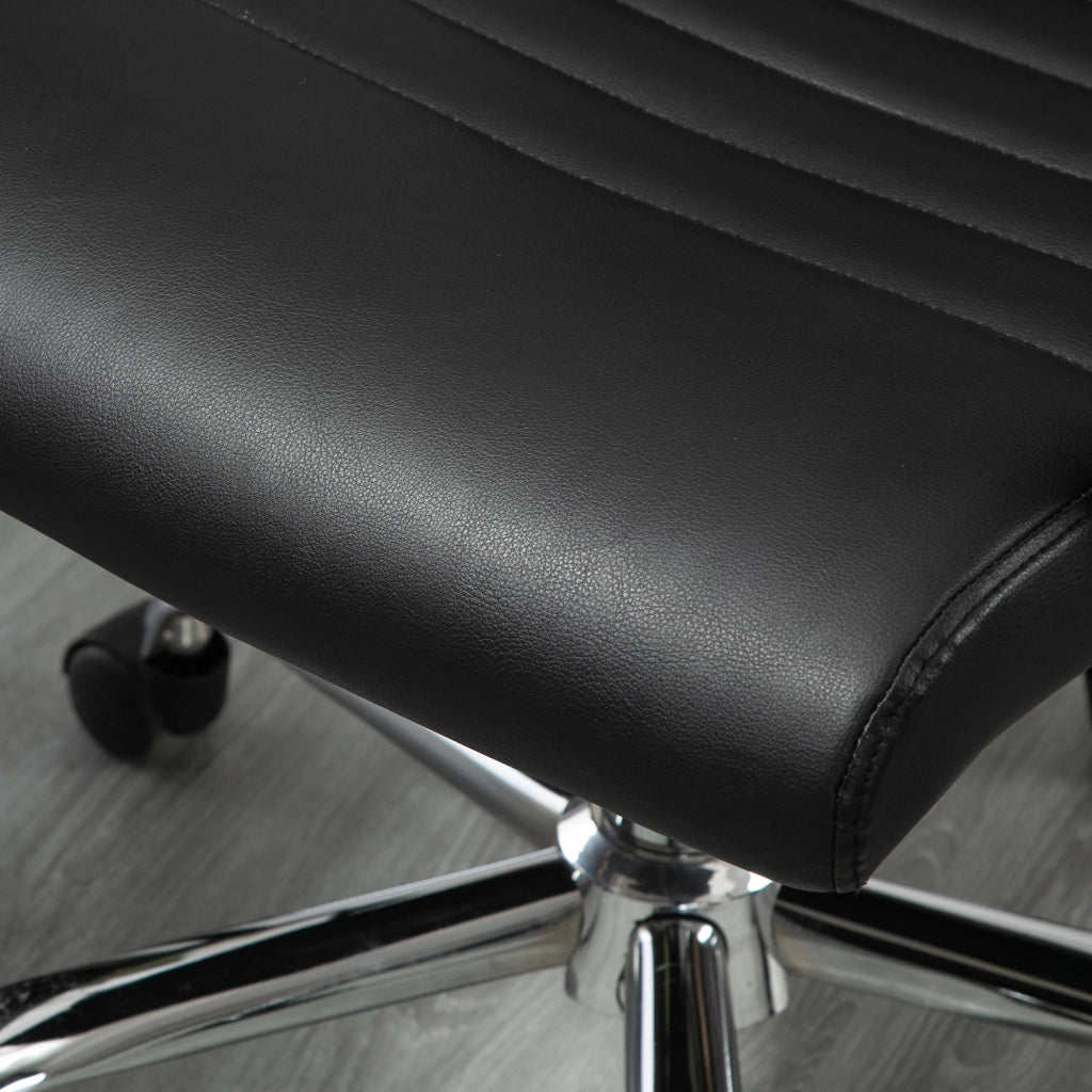 Sedia da ufficio ergonomica con schienale avvolgente altezza regolabile e rotelle in pelle rigenerata nera