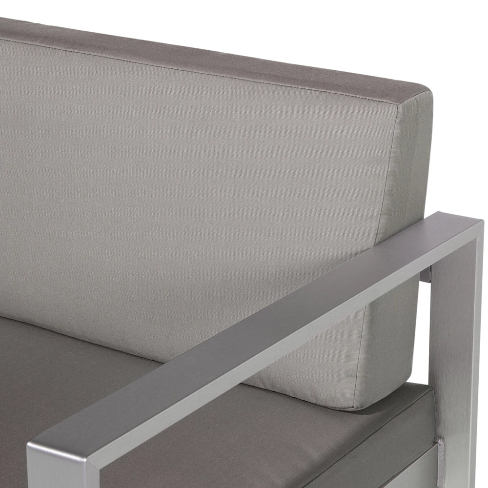 Divano da giardino con struttura in alluminio anodizzato grigio scuro a 2 posti con cuscini