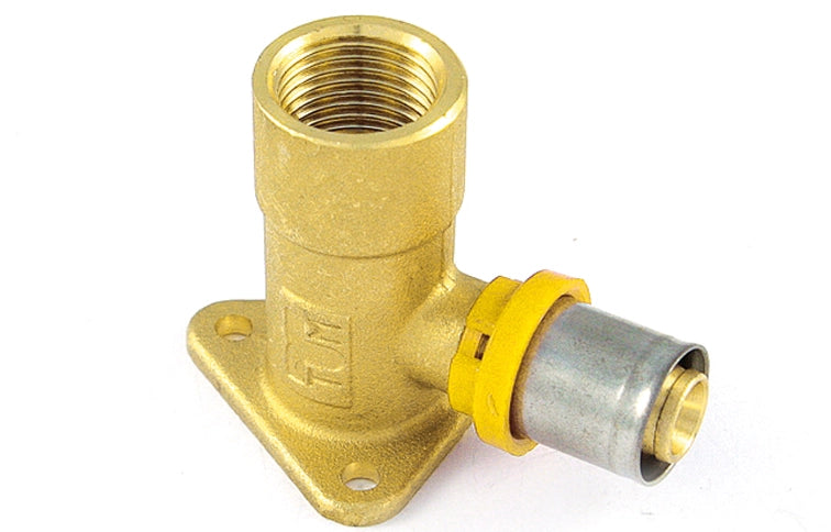 RACCORDO PER MULTISTRATO GAS CURVO FEMMINA CON FLANGIA 3 FORI- 16 x 1/2- TIEMM- pezzi 1