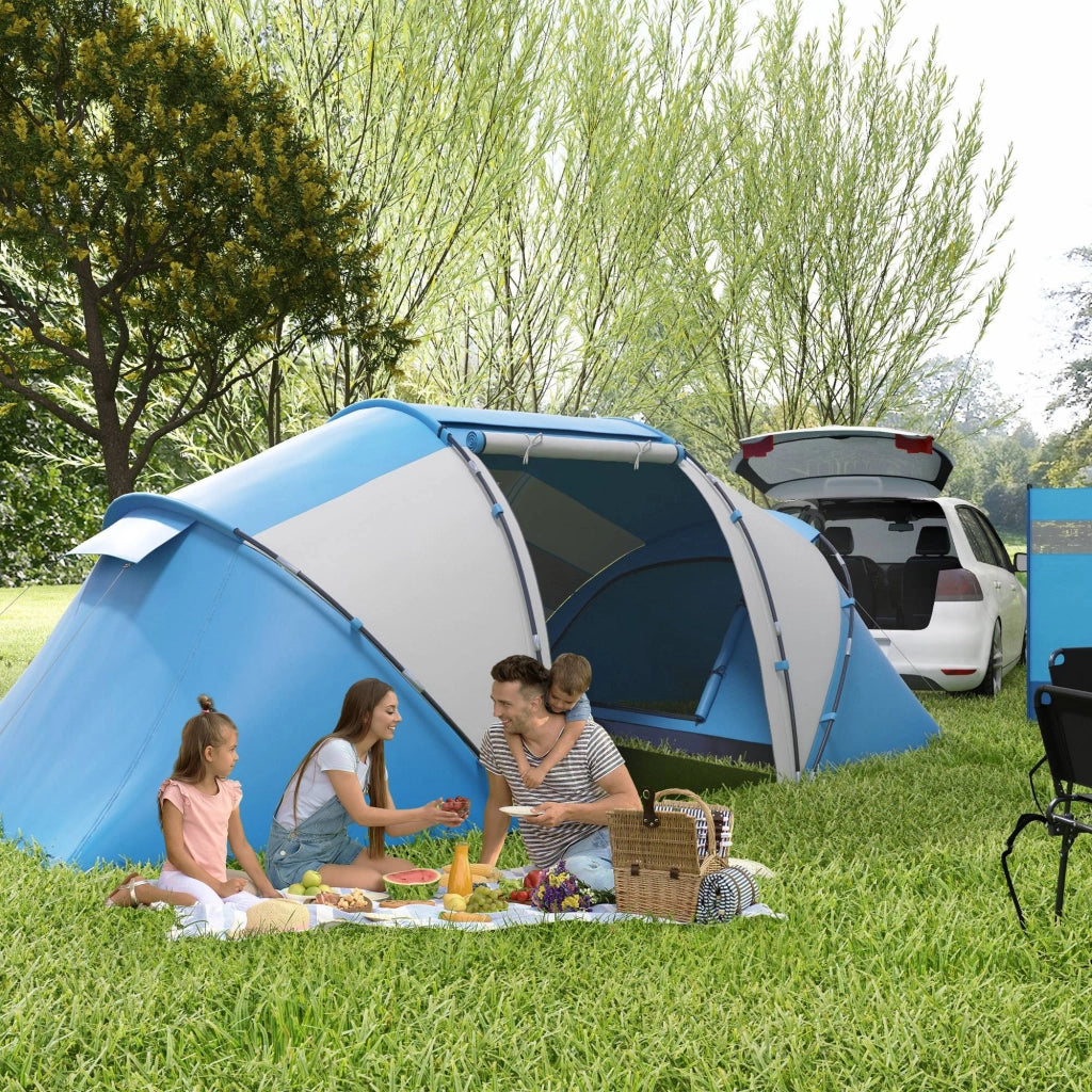 Tenda da Campeggio 4-6 Persone 2 Camere ¨C Zephmum ¨C 430x230x170 cm Blu e Bianco