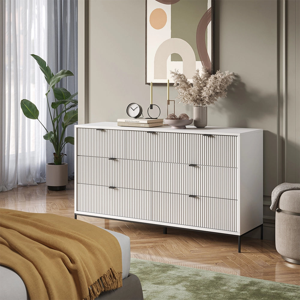 Vicco Credenza  Bianco 42 x 81 cm con 7 cassetti