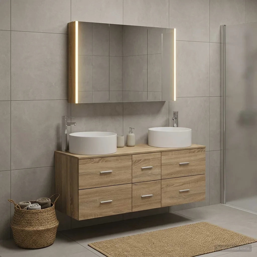 Set di mobili per il bagno 4 pcs Rovere Sonoma 3407105