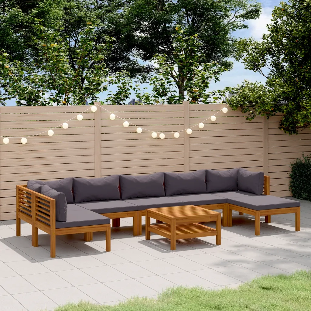 Set Divani da Giardino 8 pz con Cuscini in Massello di Acacia cod mxl 46183
