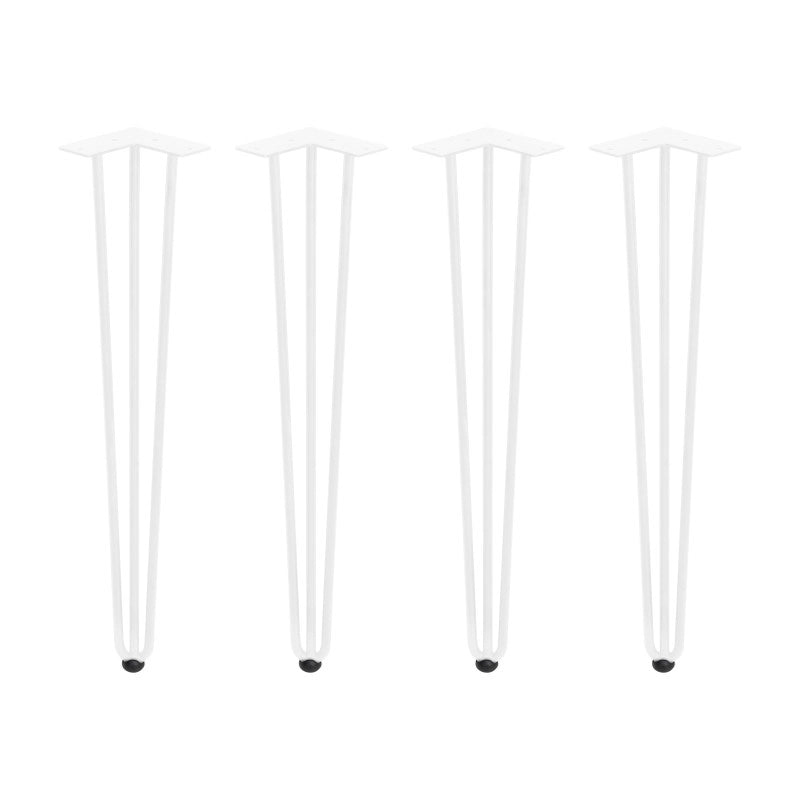 Lotto di 4 gambe Hairpin a 3 aste per tavolo, altezza 710mm, Acciaio, Verniciato bianco