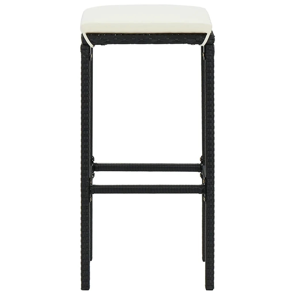 vidaXL Set Bar da Giardino 3 pz Nero in Legno Acacia e Polyrattan
