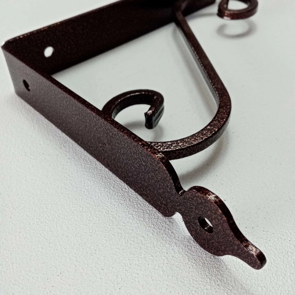 Reggimensola ramata da 280x330mm staffa rustica anticata con saetta di rinforzo
