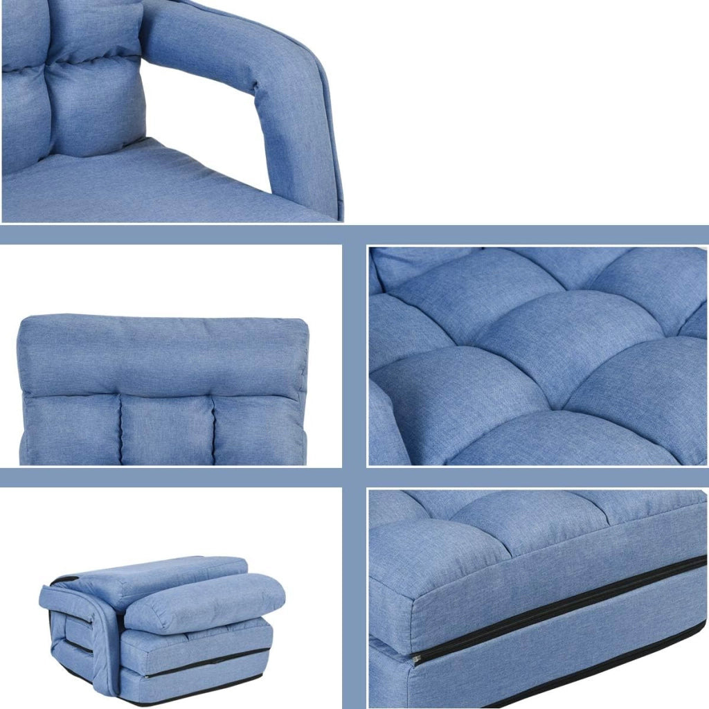 Poltrona Pieghevole da Relax, Schienale Reclinabile a 5 Livelli, Cuscini Imbottiti, Multiuso e Regolabile, Portata di 120 kg, per Ufficio/Soggiorno/Studio, 67x65x72 cm