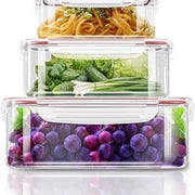 Contenitori di stoccaggio aerei impermeabili in plastica - 6 pezzi (3 contenitori e 3 coperchi) contenitori di cibo in plastica con coperchi per cucina e armadietto, impermeabili (rosso)