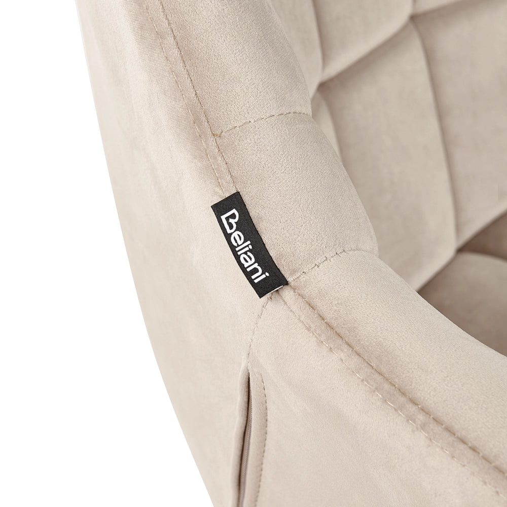 Sedia da ufficio in velluto beige girevole regolabile in altezza stile moderno home office