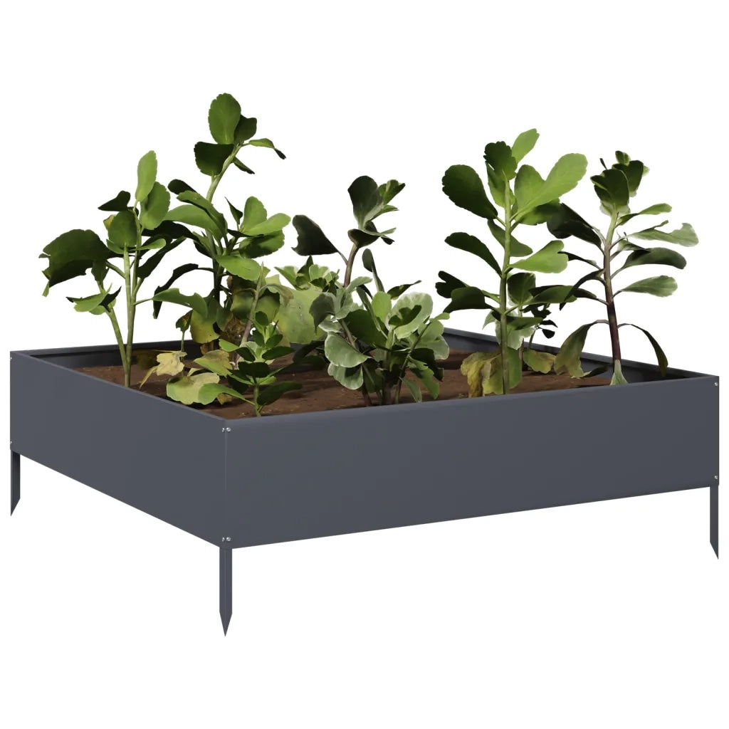 Fioriera Rialzata da Giardino Antracite 100x100x33,5cm Acciaio 851026