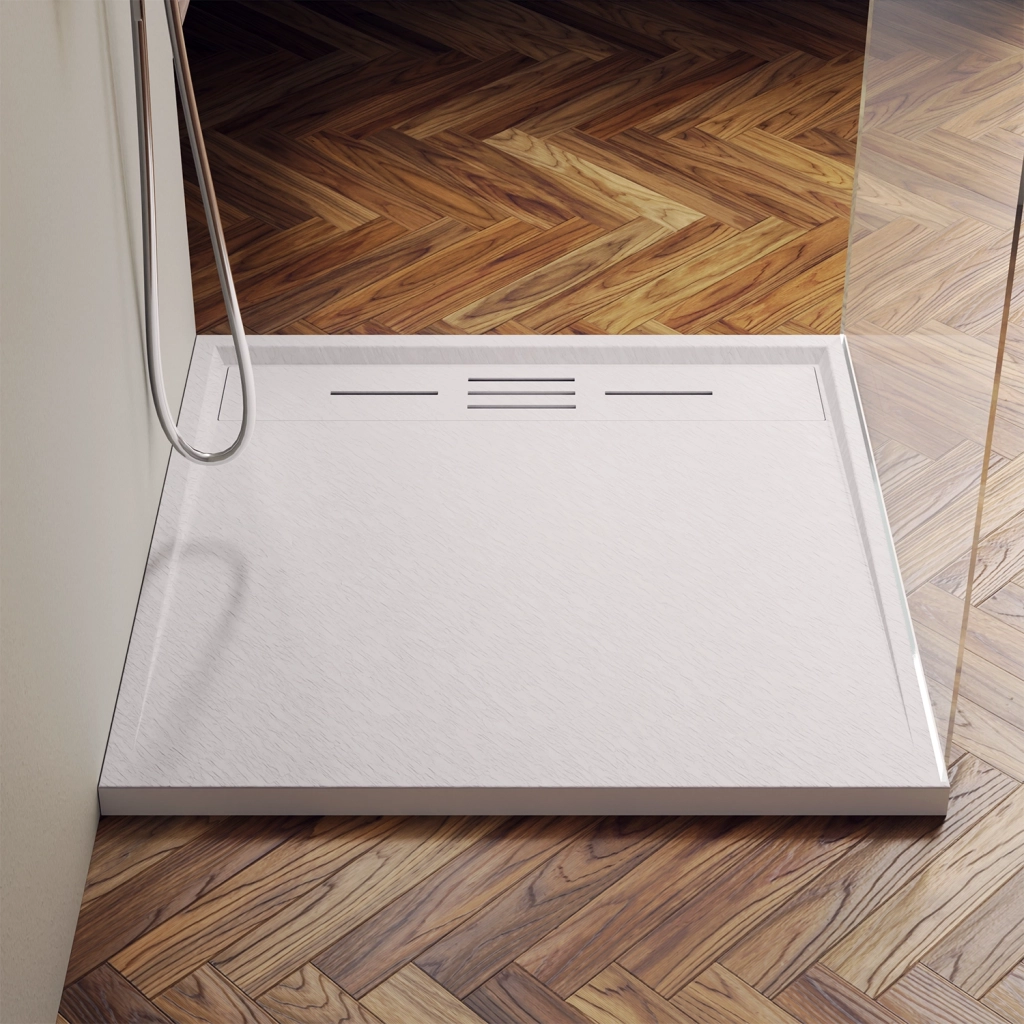 Piatto doccia 80x80 effetto pietra colore bianco | Spanios