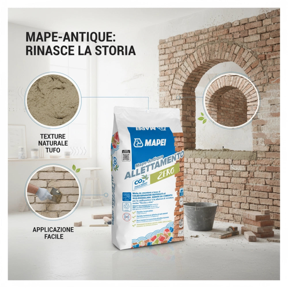 Malta da muratura mape-antique allettamento ecologica colore giallo tufo 25 kg