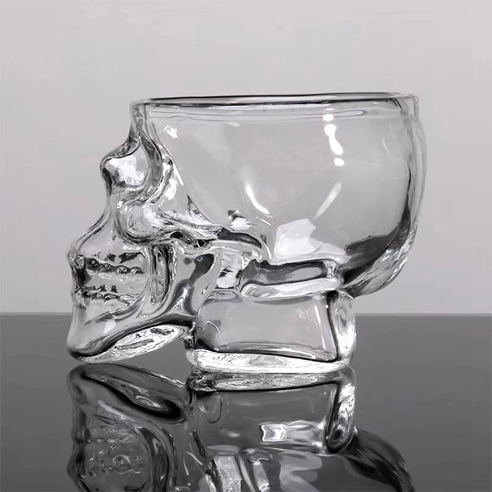Trade Shop - Mini Bicchiere In Vetro A Forma Di Teschio Per Shot Cichhetto Alcolici Barman -