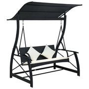 Dondolo da Giardino 3 Posti con Baldacchino in Polyrattan Nero cod mxl 60010