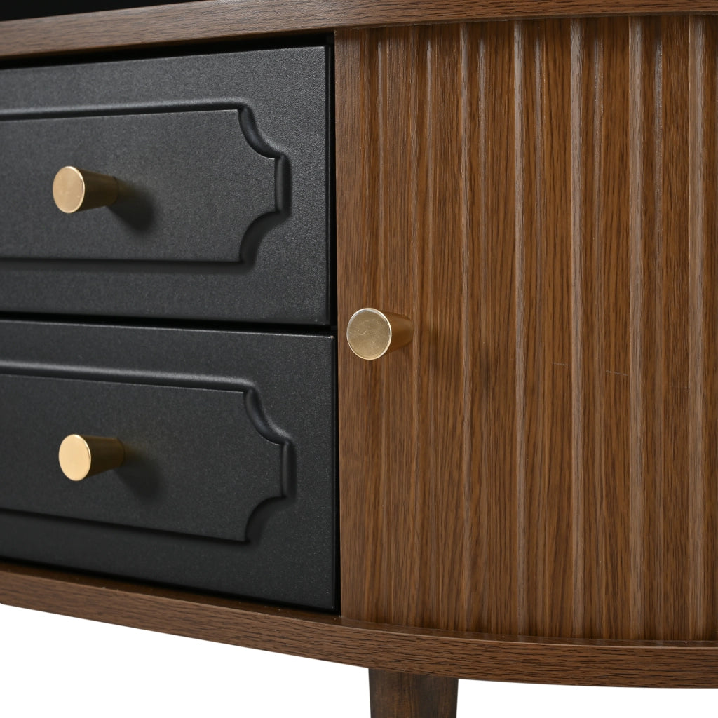 TAVOLINO DA CAFFÈ 100 x 50 x 36 cm Effetto Noce e Nero con 2 cassetti