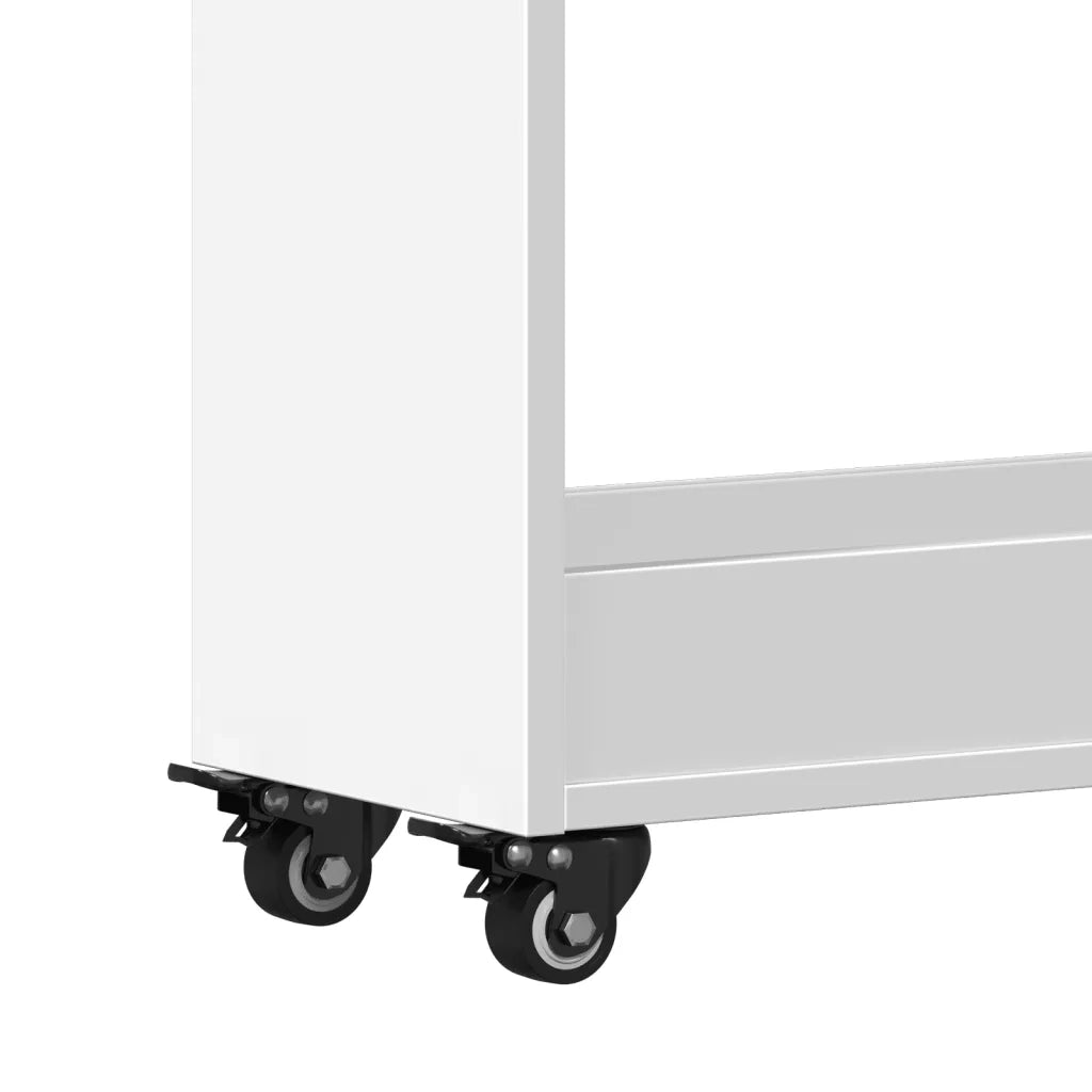 Mobile contenitore classico bianco su ruote 60 x 22 x 79 cm con ampio spazio contenitivo realizzato in legno composito bianco 02_0049398